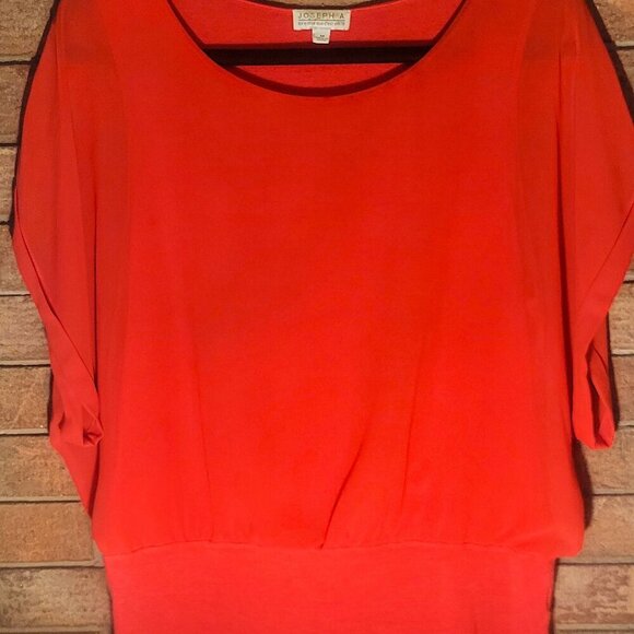 Coral Dolman Sleeved Blouse with Set on Waist - Size M - Picture 2 of 7